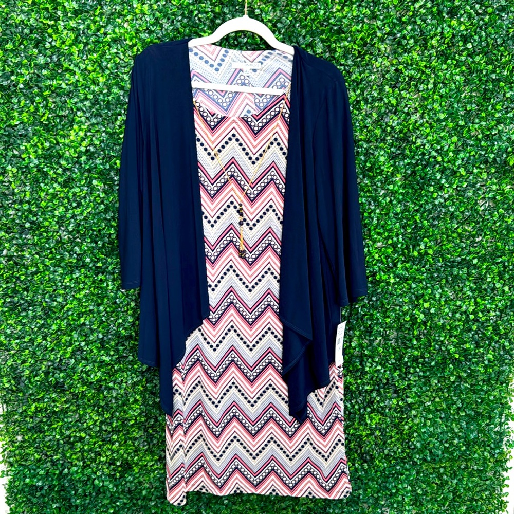 Studio One NY Dress size L Style 76663JP color navy coral